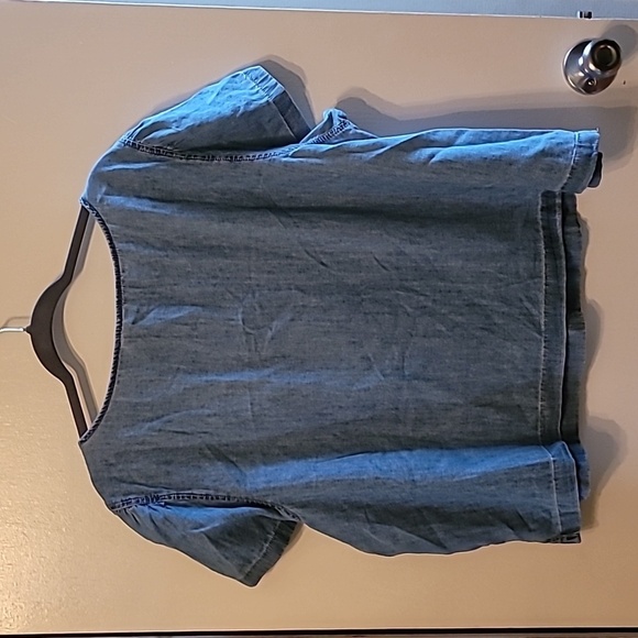 Gap Chambray Button Up Short Sleeve Shirt Top Womens Size XXL - NWT - Picture 4 of 5